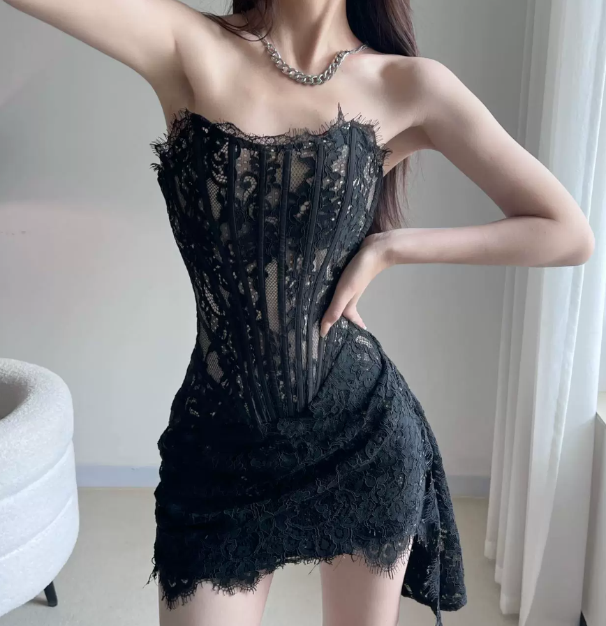 Mini robe de soirée en satin, sans bretelles, sans manches, ligne a, simple, C899