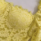 Sexy A Line Square Neckline Lace Yellow Long Prom Dresses C952