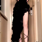 Mini robe de soirée en satin, sans bretelles, sans manches, ligne a, simple, C899