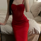 Robe de bal de princesse bustier à volants en satin long, robe de soirée C8117