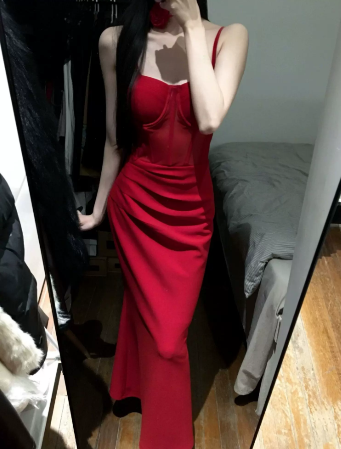 Robe de bal de princesse bustier à volants en satin long, robe de soirée C8117