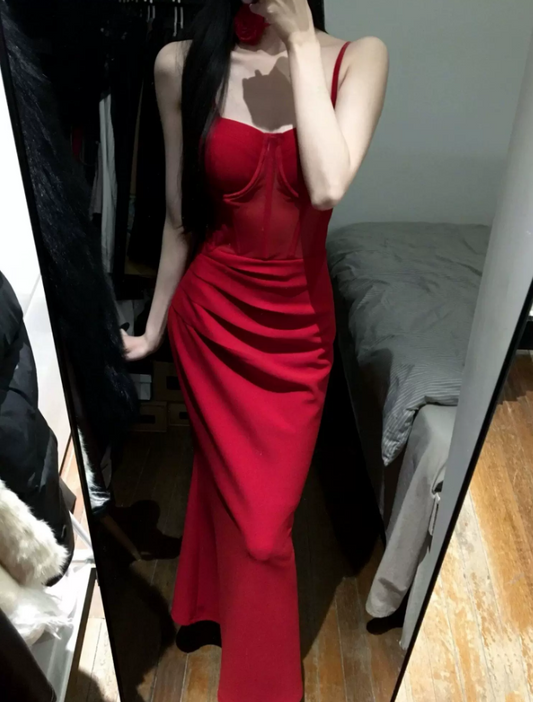 Robe de bal de princesse bustier à volants en satin long, robe de soirée C8117