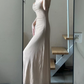 Robe de bal de princesse bustier à volants en satin long, robe de soirée C8117