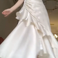 Robe de bal de princesse bustier à volants en satin long, robe de soirée C8117