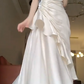 Robe de bal de princesse bustier à volants en satin long, robe de soirée C8117