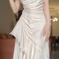 Robe de bal de princesse bustier à volants en satin long, robe de soirée C8117