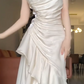 Robe de bal de princesse bustier à volants en satin long, robe de soirée C8117