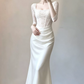 Robe de bal de princesse bustier à volants en satin long, robe de soirée C8117