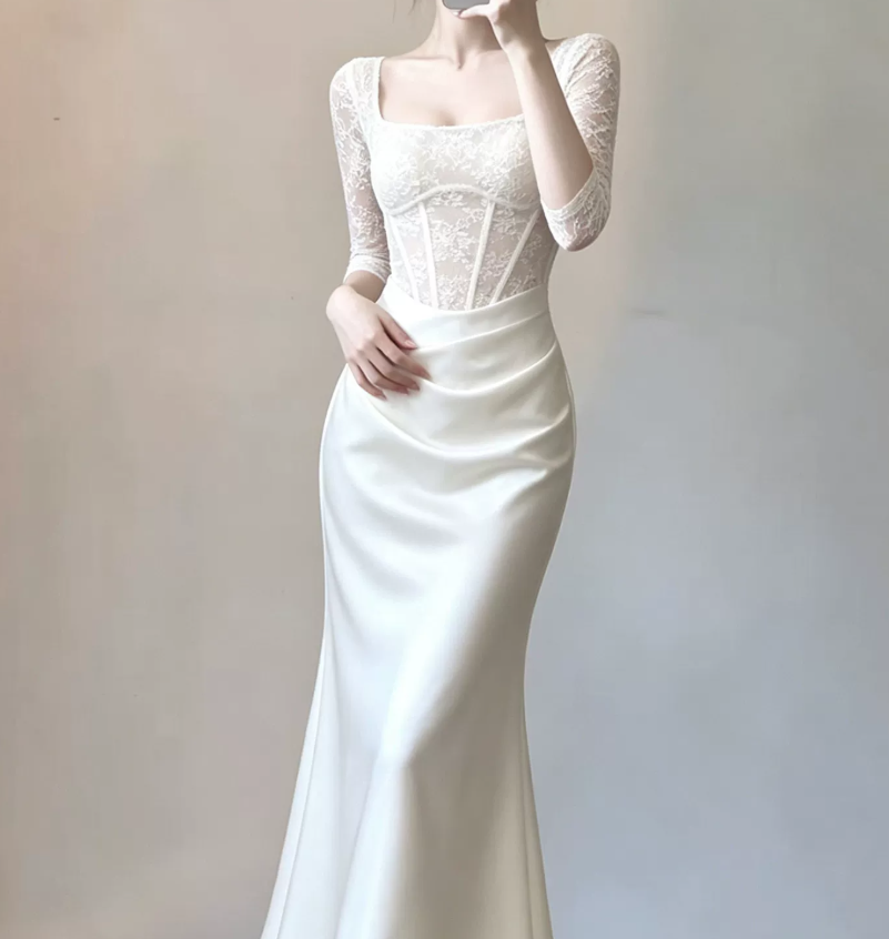 Robe de bal de princesse bustier à volants en satin long, robe de soirée C8117