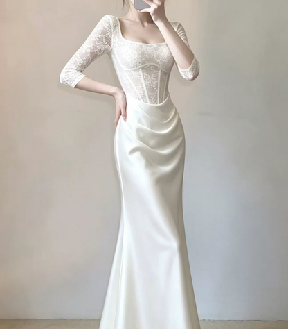 Robe de bal de princesse bustier à volants en satin long, robe de soirée C8117