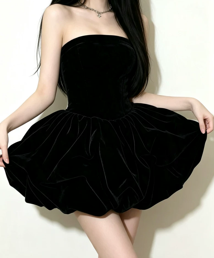 Mini robe de soirée en satin, sans bretelles, sans manches, ligne a, simple, C899