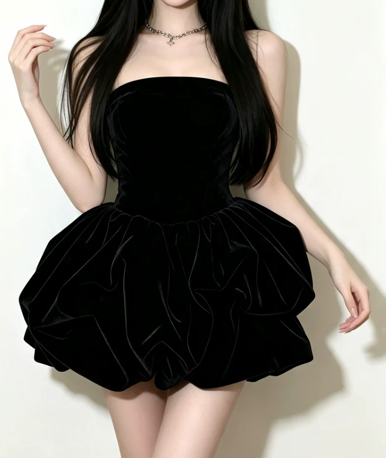 Mini robe de soirée en satin, sans bretelles, sans manches, ligne a, simple, C899