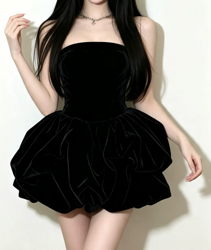 Mini robe de soirée en satin, sans bretelles, sans manches, ligne a, simple, C899