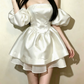 Mini robe de soirée en satin, sans bretelles, sans manches, ligne a, simple, C899