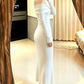 Elegant Off-Shoulder White Prom Dress White Sheath Evening Dress C9541
