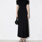 Vintage Off-Shoulder Prom Dress Black A-Line Evening Dress C9542
