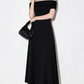 Vintage Off-Shoulder Prom Dress Black A-Line Evening Dress C9542