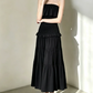Charming Strapless Prom Dress Black Ruffles A-Line Evening Dress C9545