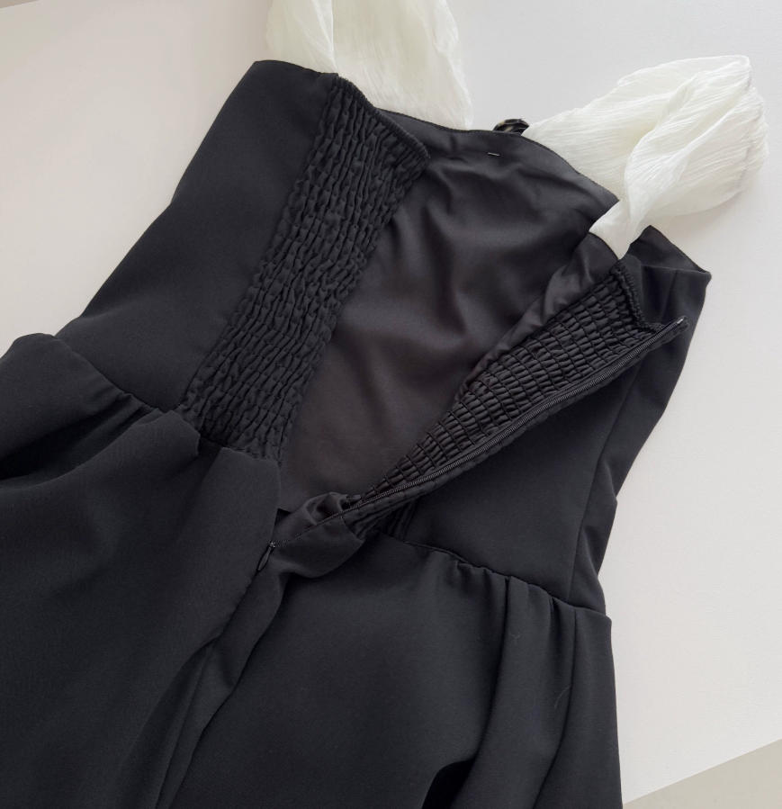 Sweet Off-Shoulder Homecoming Dress Bow Black A-Line Party Dress C9546