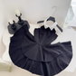Chic Halter Neck Beaded Homecoming Dress Bow Black A-Line Party Dress C9547