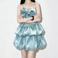 Cute Spaghetti Strap Green Homecoming Dress Bow Tiered A-Line Party Dress C9550