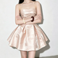 Glam Strapless Pink Homecoming Dress Satin A-Line Party Dress C9551