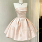 Glam Strapless Pink Homecoming Dress Satin A-Line Party Dress C9551