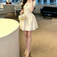 Attractive Off-Shoulder Homecoming Dress White Lace A-Line Party Dress C9552