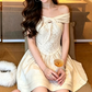 Attractive Off-Shoulder Homecoming Dress White Lace A-Line Party Dress C9552