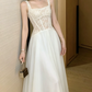 Enchanting Spaghetti Strap Prom Dress Lace White A-Line Evening Dress C9556