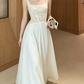 Enchanting Spaghetti Strap Prom Dress Lace White A-Line Evening Dress C9556