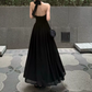 Trendy Halter Neck Prom Dress Black Backless A-Line Evening Dress C9558