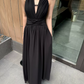 Trendy Halter Neck Prom Dress Black Backless A-Line Evening Dress C9558