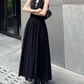 Trendy Halter Neck Prom Dress Black Backless A-Line Evening Dress C9558