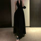 Trendy Halter Neck Prom Dress Black Backless A-Line Evening Dress C9558