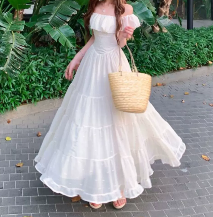 Robe de bal de princesse bustier à volants en satin long, robe de soirée C8117