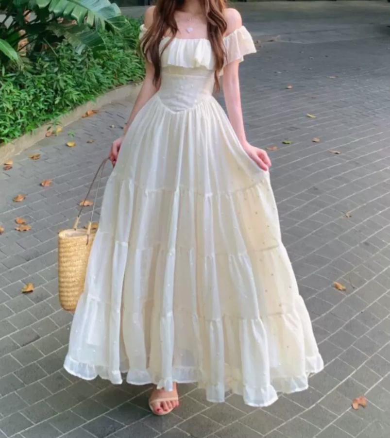 Robe de bal de princesse bustier à volants en satin long, robe de soirée C8117