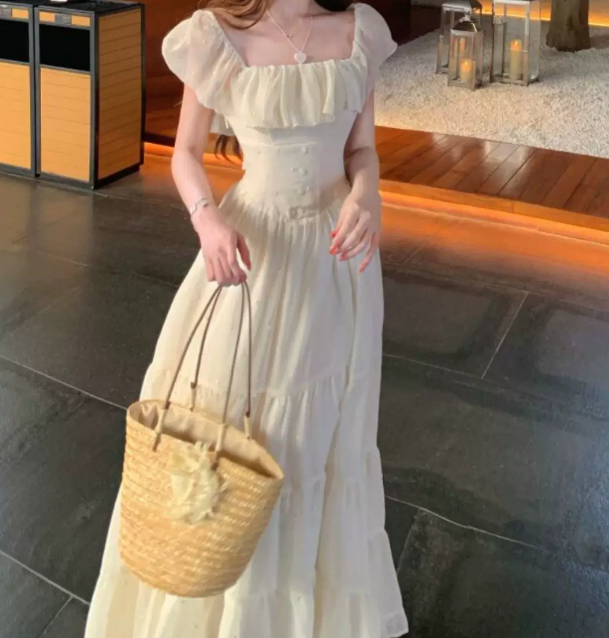 Robe de bal de princesse bustier à volants en satin long, robe de soirée C8117