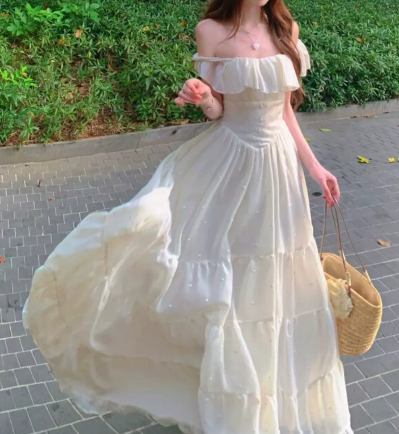 Robe de bal de princesse bustier à volants en satin long, robe de soirée C8117