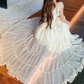 Robe de bal de princesse bustier à volants en satin long, robe de soirée C8117