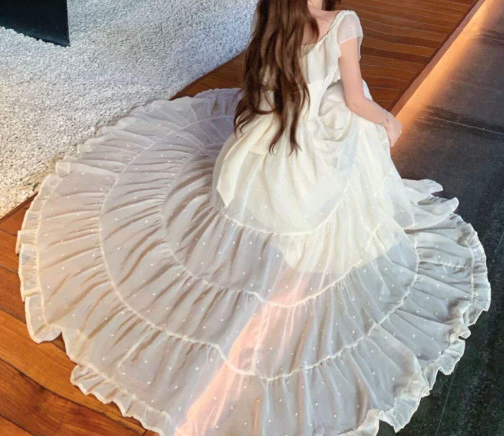 Robe de bal de princesse bustier à volants en satin long, robe de soirée C8117