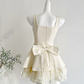 Adorable Spaghetti Straps Bow Homecoming Dress Ivory Lace A-Line Party Dress C9560
