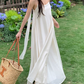 Simple Spaghetti Straps Wedding Dresses With Scarf White A-Line Bridal Dress C9563