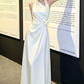 Romantic Halter Neck Floral Wedding Dresses White Satin A-Line Bridal Dress C9565