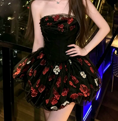 Mini robe de soirée en satin, sans bretelles, sans manches, ligne a, simple, C899
