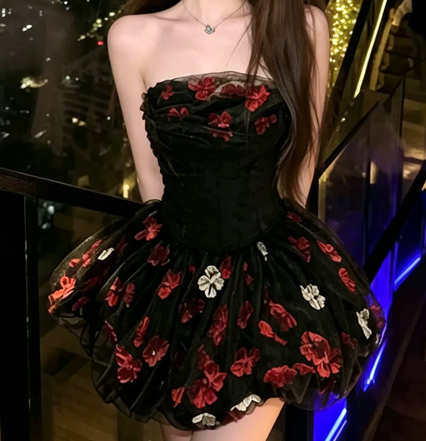 Mini robe de soirée en satin, sans bretelles, sans manches, ligne a, simple, C899