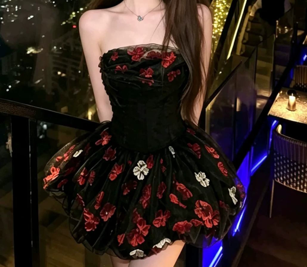 Mini robe de soirée en satin, sans bretelles, sans manches, ligne a, simple, C899