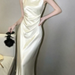 Robe de bal de princesse bustier à volants en satin long, robe de soirée C8117