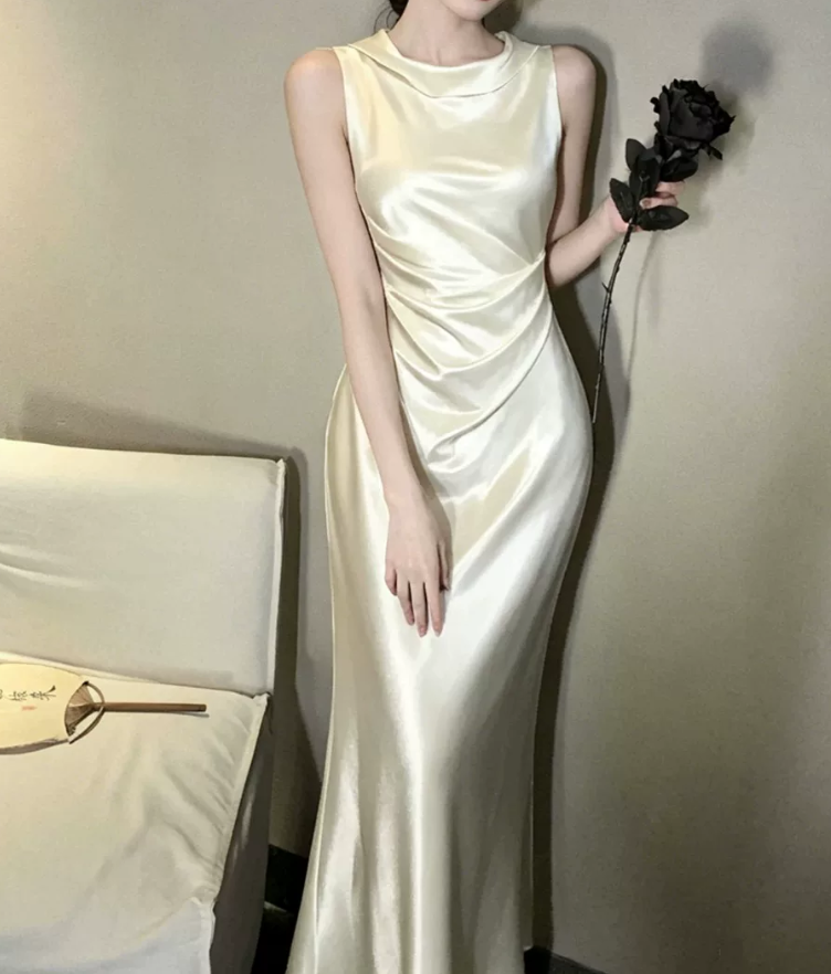 Robe de bal de princesse bustier à volants en satin long, robe de soirée C8117