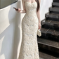 Robe de bal de princesse bustier à volants en satin long, robe de soirée C8117